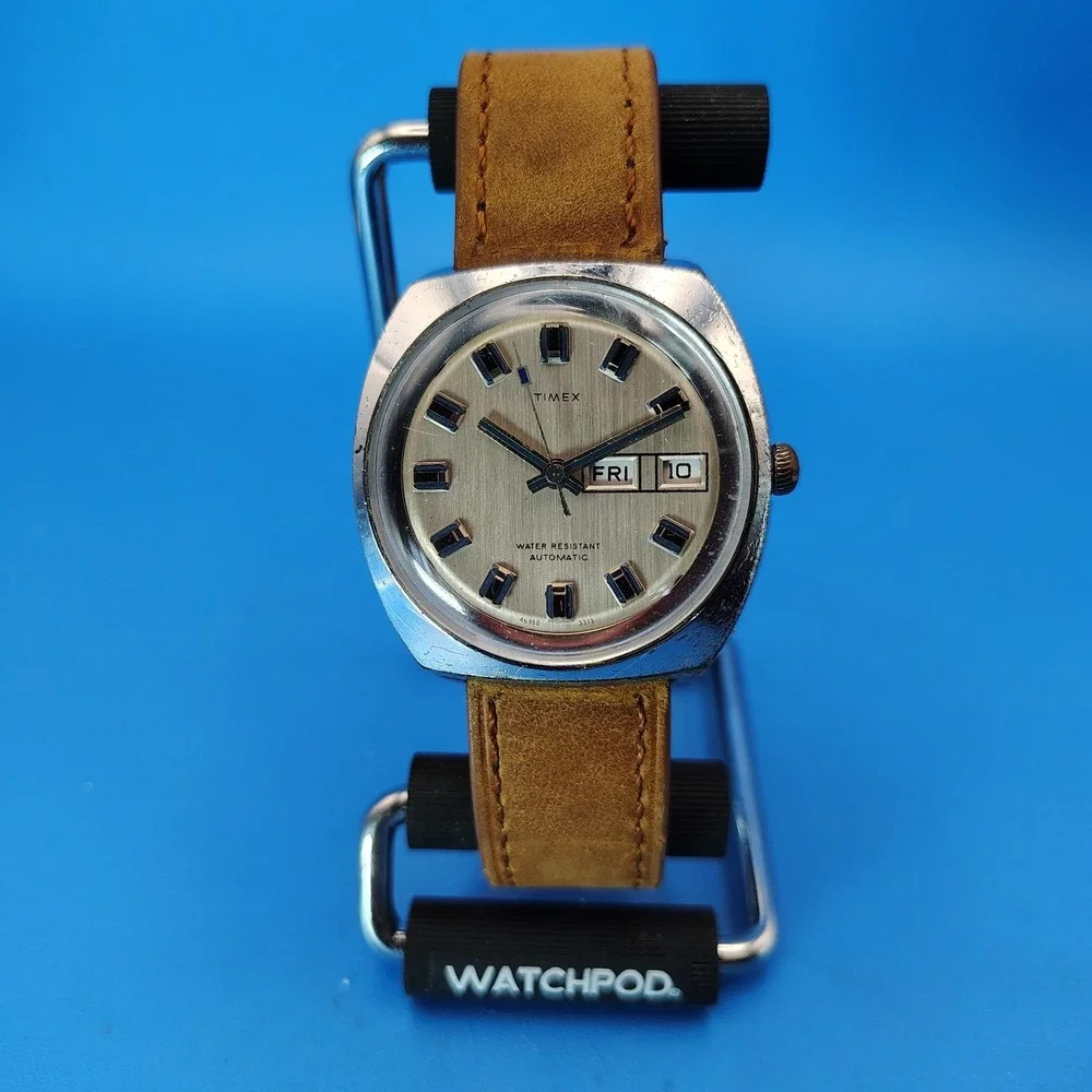 Vintage 1973 Timex Viscount Day-Date 44mm Mens Automatic Watch Restored